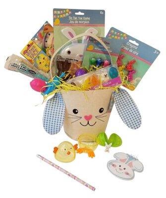 this is an image of a 25-piece gift in a bunny-themed Easter basket. 