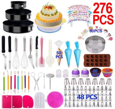 This is an image of kid's cake decorting supplies with 276 pieces