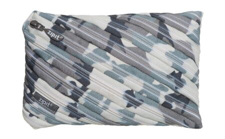 This is an image of a jumbo grey camouflage pencil pouch bag. 