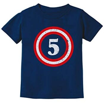this is an image of a navy blue birthday t-shirt for 5 year old kids. 