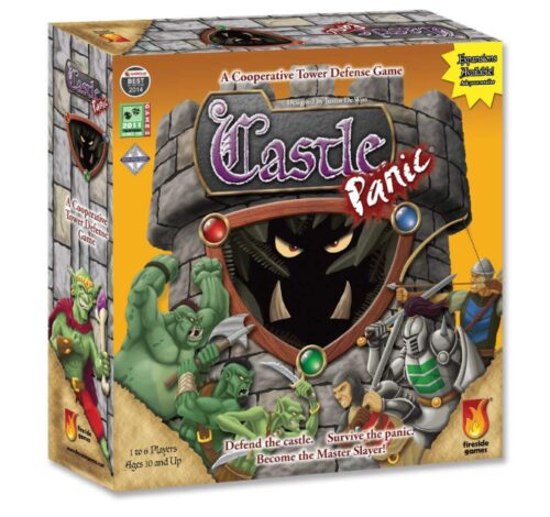 this is an image of a Castle Panic board game for ages 10 and up. 