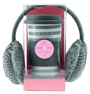 Ceramic Grey Travel Mug with headphones 