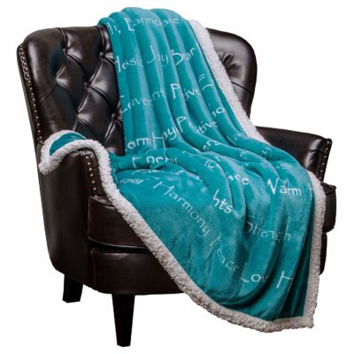 This is an image of a super soft teal plush blanket. 