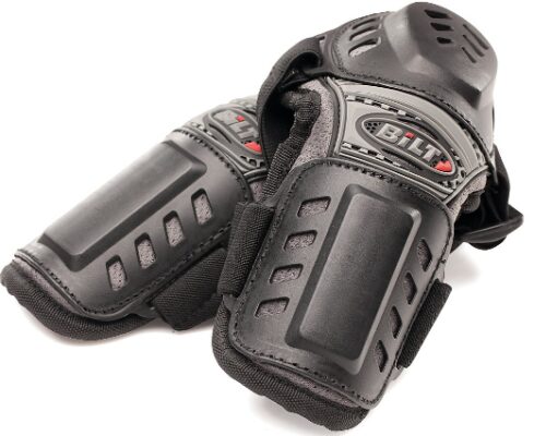 This is an image of kids elbow guards in black