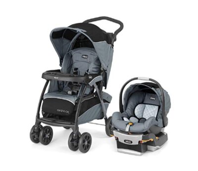 this is an image of a Chicco Cortina gray stroller for babies. 