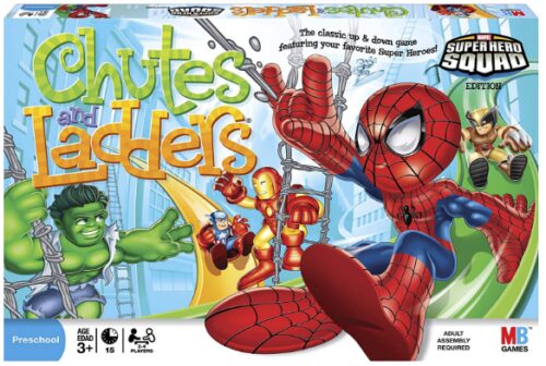 This is an image of Chutes and Ladders Super Hero Squad boxset for toddlers