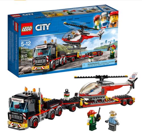 this is an image of City Heavy Cargo Transport building kit for ages 5 to 12. 