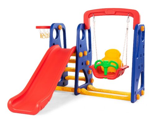 this is an image of a climber and swing set for kids. 