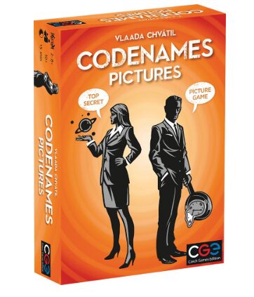 this is an image of a Codenames word game for 10 years old and up.