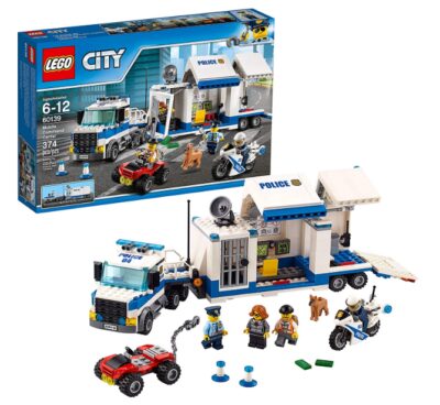 This is an image of a police command center toy truck building playset. 