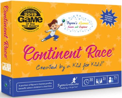 This is an image of kids educational board game named continent race 