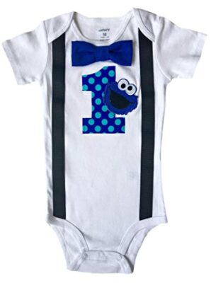 this is an image of a Cookie Monster birthday outfit for kids. 