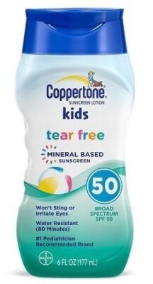 this is an image of a tear free sunscreen for kids with spf 50.