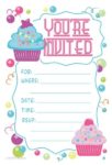 Cupcake Theme Birthday Party Invitations