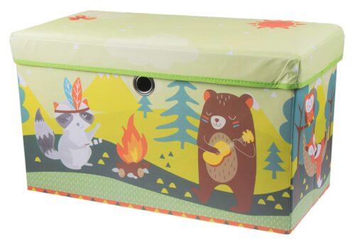 this is an image of a cute animal camping collapsible storage organizer for kids. 