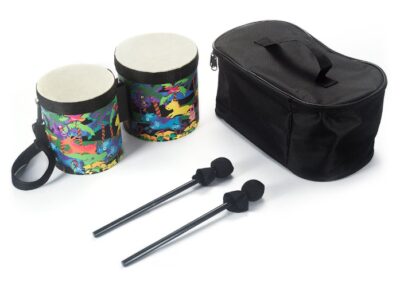 this is an image of a cute animal print bongo drums for little kids. 