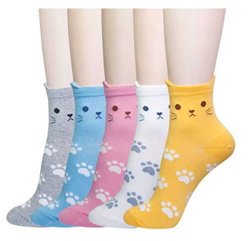 this is an image of a cute animal print socks for young girls. 