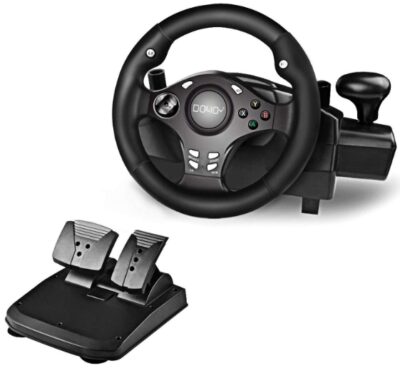 This is an image of Gaming wheel racing for xbox by DOY in black color