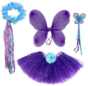 purple fairy dress set with halo and wings