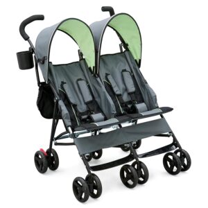 Delta Children LX Side by Side Tandem Umbrella Stroller, Lime & Green