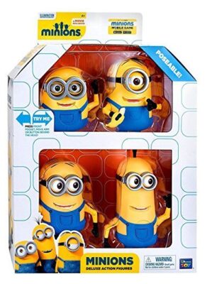 this is an image of a 4-pack 5-inch Minion action figures for kids ages 4 and up. 