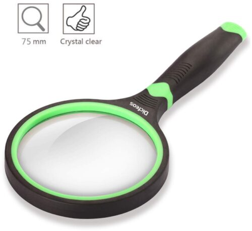 this is an image of a shatterproof magnifying glass for seniors and kids. 