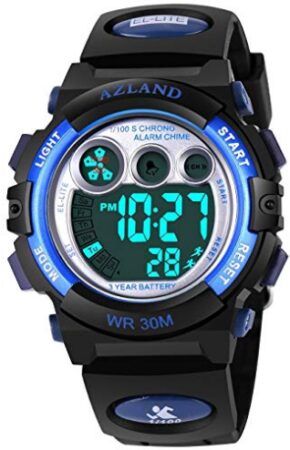 This is an image of Azland Boys Girls Watches in black and blue color 