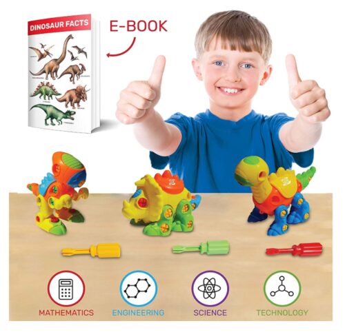 this is an image of a 106-piece Dinosaur stem kit for 3 to 7 years old kids. 