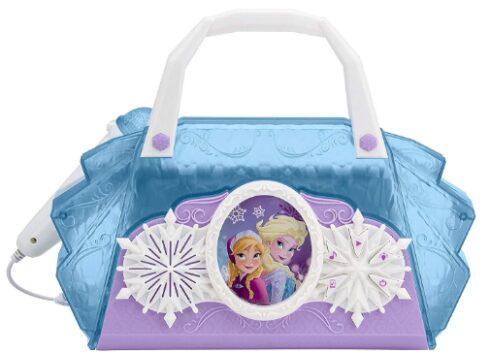 This is an image of Disney Frozen Anna & Elsa Cool Tunes Sing Along Boombox With Microphone With Built In Tunes or Connect Your MP3