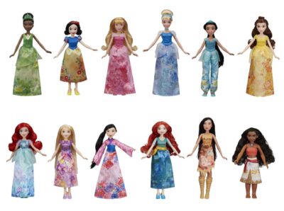 this is an image of a 12 Disney princess fashion dolls for 3 years old little girls. 