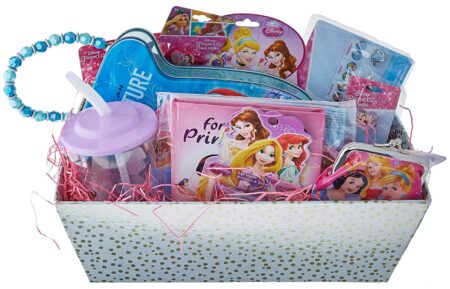 This is an image of kid's disney princess prefilled basket gift 