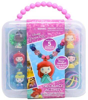This is an image of kid's disney princess necklace activity in colorful colors