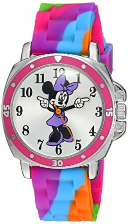 This is an image of Analog watch with tie dye rubber band designed for kids