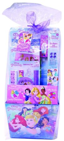 This is an image of kid's disney princess toy filled basket
