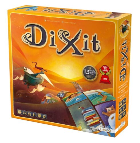 this is an image of a Dixit board game for ages 10 and up. 