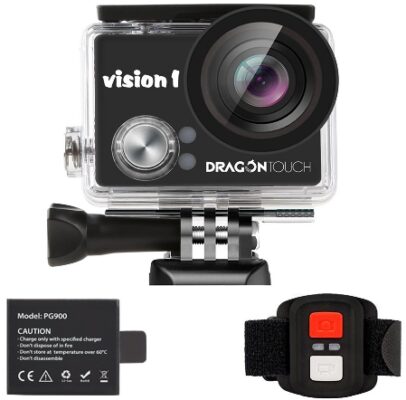 This is an image of Action camera with waterproof in Black color by Dragon Touch
