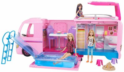 This is an image of a camper vehicle barbie playhouse . 