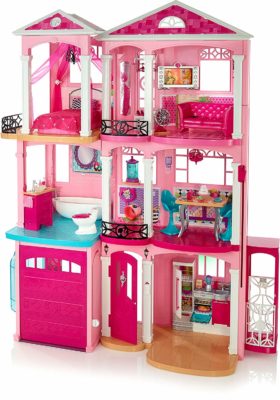 This is an image of a 3 story barbie house playset. 