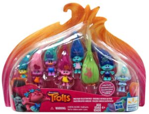 this is an image of an 8 mini Trolls wild hair collection pack. 