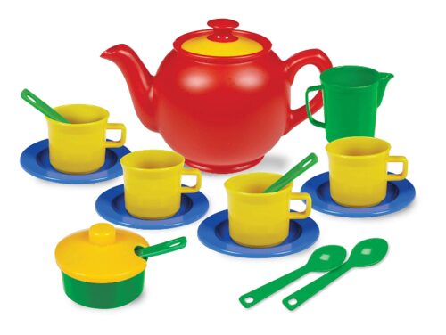 this is an image of a durable plastic tea playset for kids.