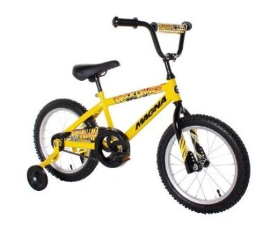 this is an image of a yellow black dirt bike for kids age 4 to 8 years old. 
