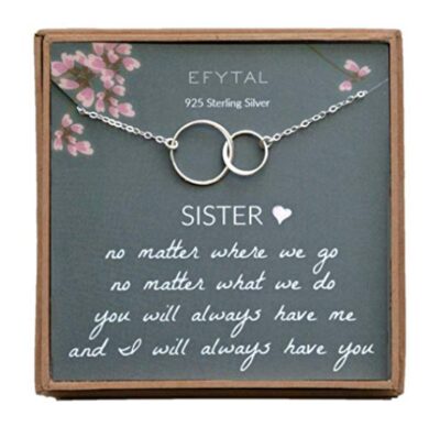 This is an image of a sterling silver necklace for sisters. 
