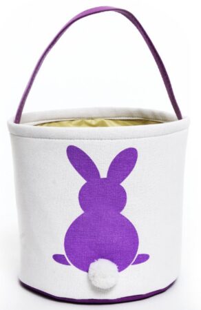 This is an image of kid's basket bunny bag prefilled in white and purple colors