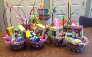 easter baskets on a table