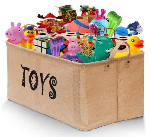 this is an image of an easy carrying storage bin for kids. 