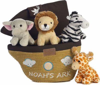 This is an image of a Noah's Ark plush toy set for babies. 