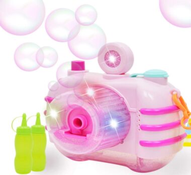 Thsi is an image of kids and toddlers pink bubble machine