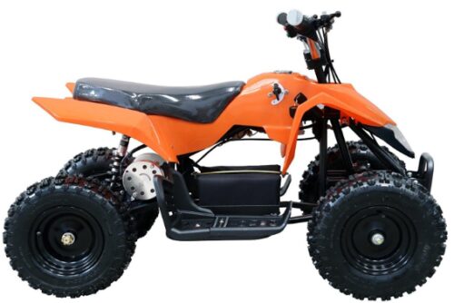 This is an image of mini quad with 4 wheels 24V in orange color 
