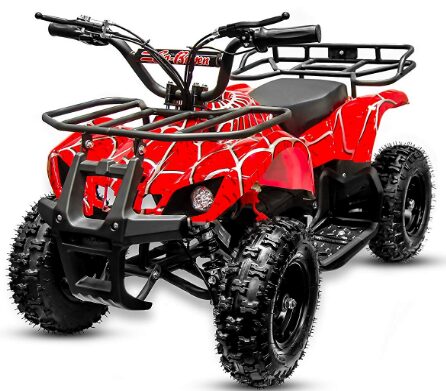 This is an image of Electric quad 4 wheels in spiderman theme for kids 24V