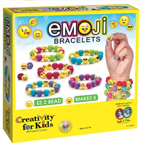 this is an image of an emoji bracelet for kids. 